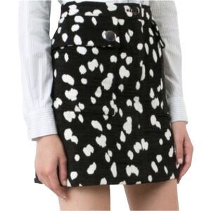 Adam Lippes Black White Spotted Pattern Jacquard Mini Skirt